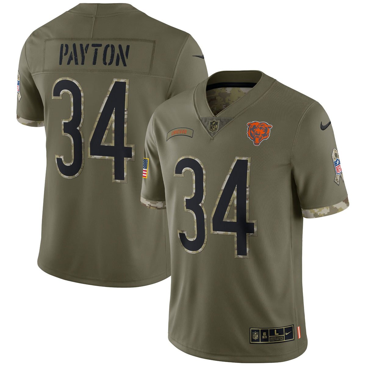 Walter Payton Chicago Bears Nike 2022 Salute To Service Limited Jersey - Olive for Men product image 1, provided for visual