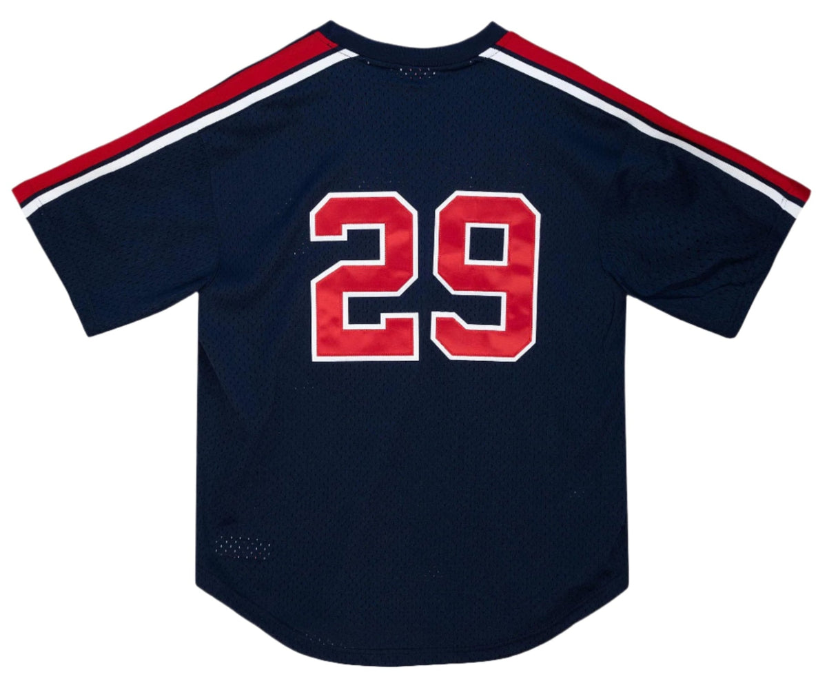 Rod Carew California Angels Mitchell & Ness Cooperstown Collection Mesh Batting Practice Button-Up Jersey - Navy for Men