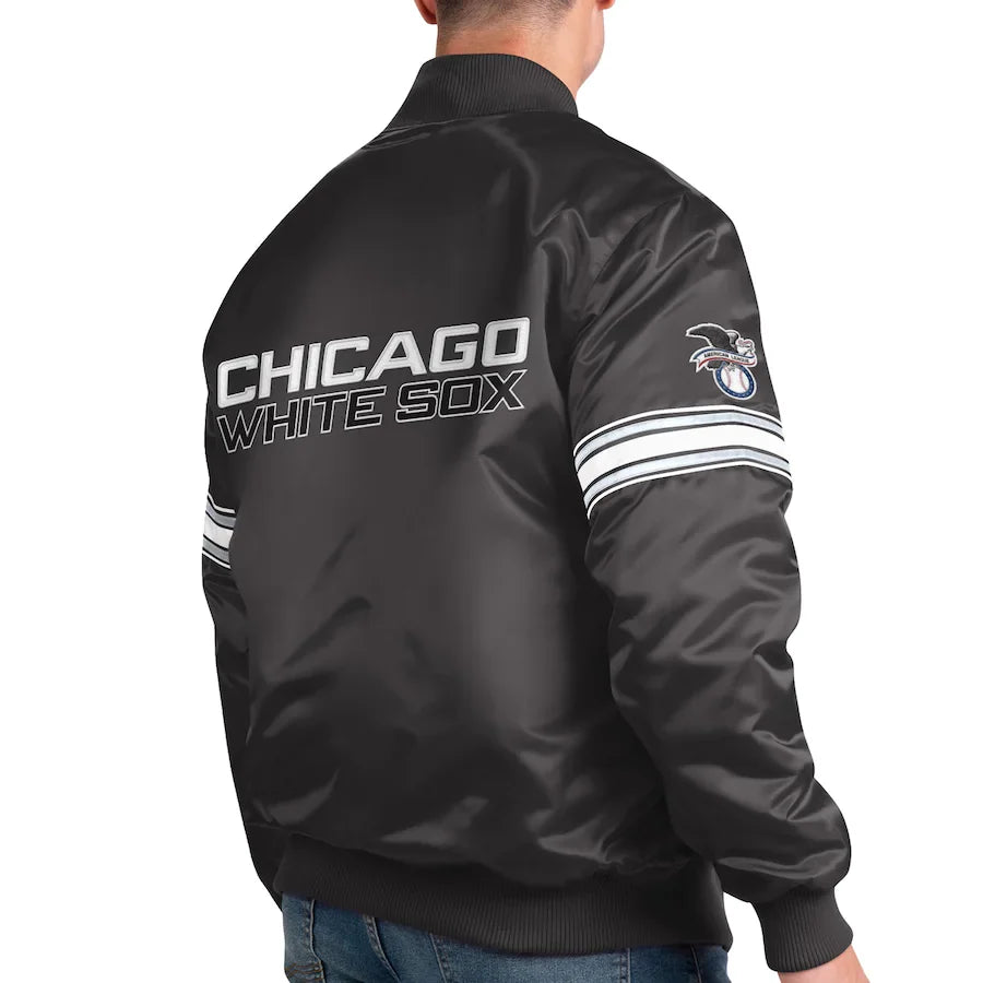 Chicago White Sox Pick & Roll Starter Satin Jacket-Black for Men product image 2, provided for visual reference and product