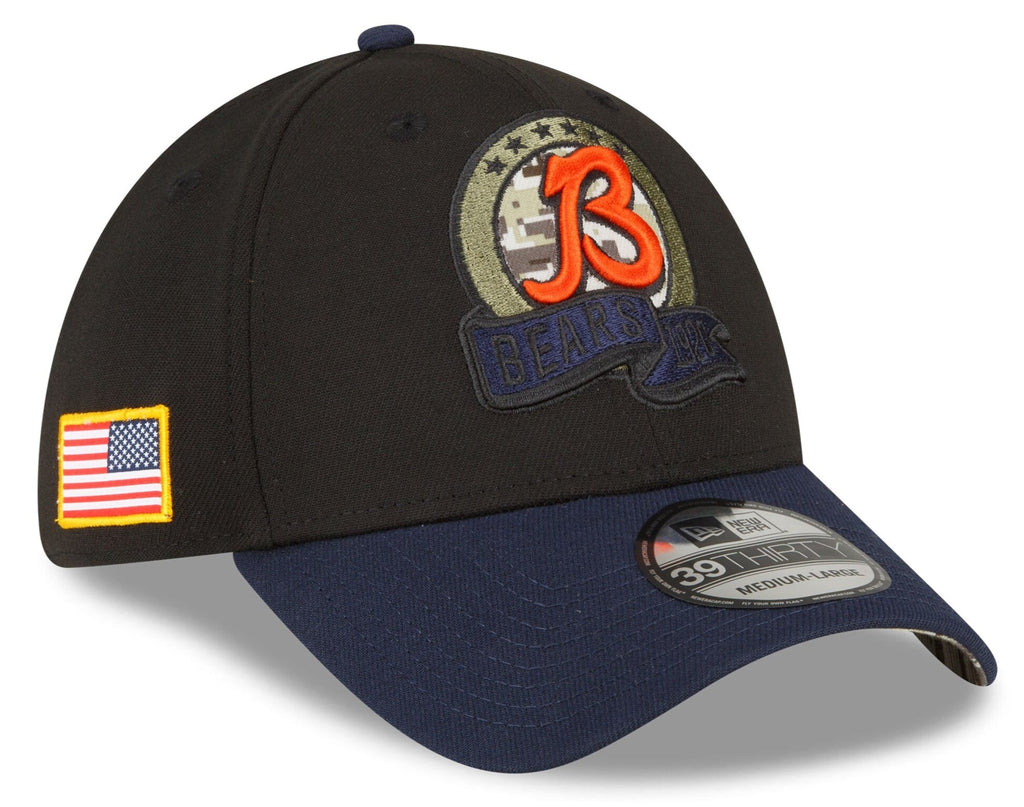 Chicago Bears New Era Black 2022 Salute to Service B Logo 39THIRTY Flex Hat for Men product image 1, provided for visual