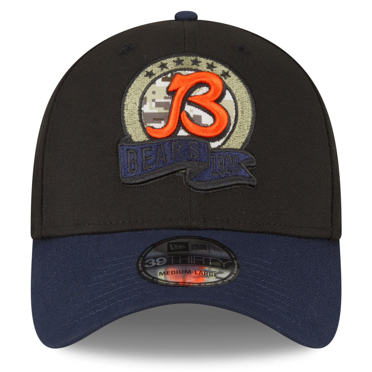 Chicago Bears New Era Black 2022 Salute to Service B Logo 39THIRTY Flex Hat for Men product image 2, provided for visual