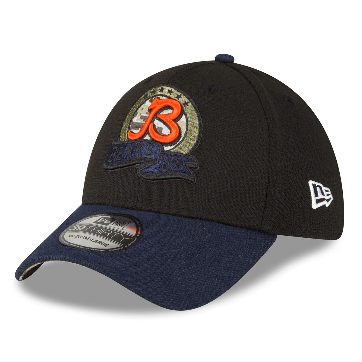 Chicago Bears New Era Black 2022 Salute to Service B Logo 39THIRTY Flex Hat for Men product image 3, provided for visual