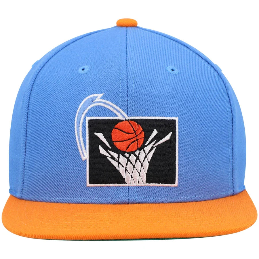Mens Cleveland Cavaliers 2-Tone Blue/Orange 2.0 HWC Mitchell & Ness Snapback Hat product image 2, provided for visual