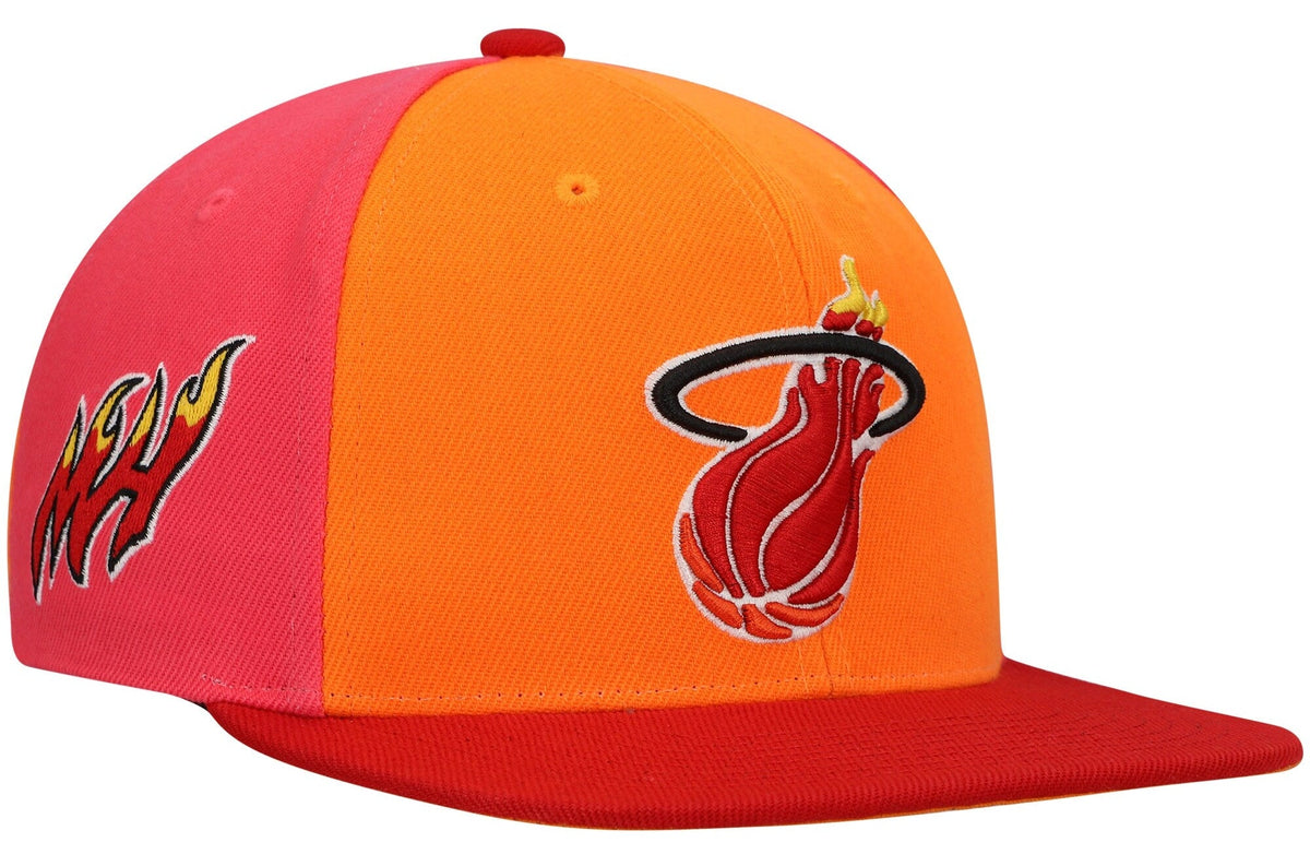 Miami Heat Mitchell & Ness Hardwood Classics On The Block Snapback Hat - Orange/Red product image 1, provided for visual