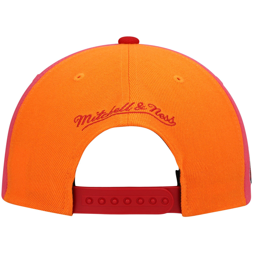 Miami Heat Mitchell & Ness Hardwood Classics On The Block Snapback Hat - Orange/Red product image 4, provided for visual