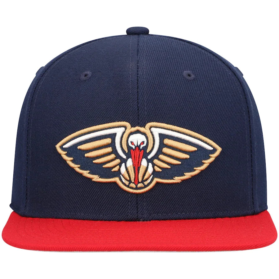Mitchell & Ness Navy/Red New Orleans Pelicans Team Two-Tone 2.0 Snapback Hat for Men product image 2, provided for visual