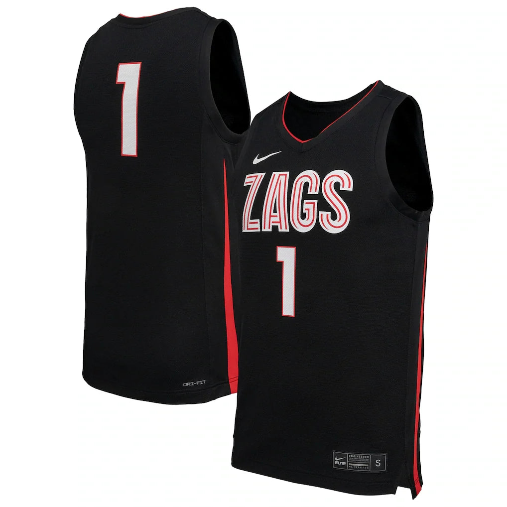 Gonzaga Bulldogs Nike Replica Basketball Jersey - Black product image 1, provided for visual reference and product detail