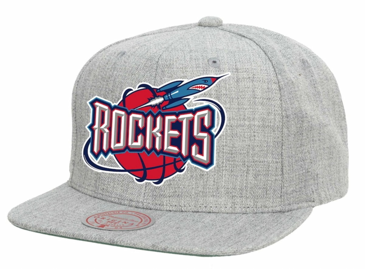 Houston Rockets HWC Gray Heather 2.0 Mitchell & Ness Snapback Hat product image 1, provided for visual reference and product