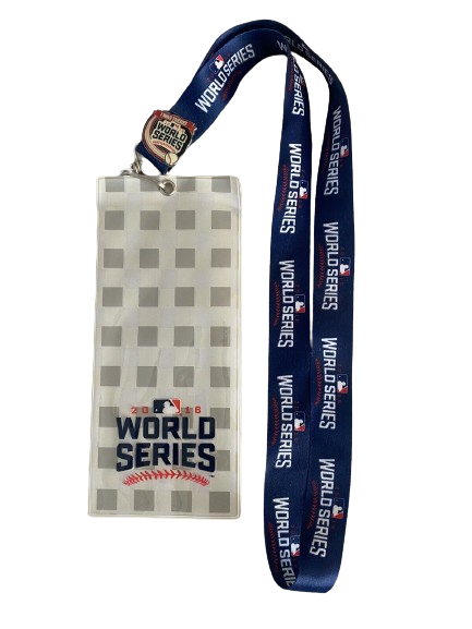 Chicago Cubs 2016 World Series Ticket lanyard with I was there pin product image 1, provided for visual reference and