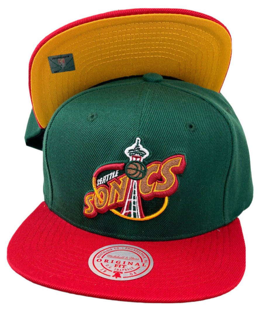 Seattle Supersonics NBA Core Basic 2 Tone Green/Maroon HWC Mitchell & Ness Snapback Hat for Men product image 2, provided