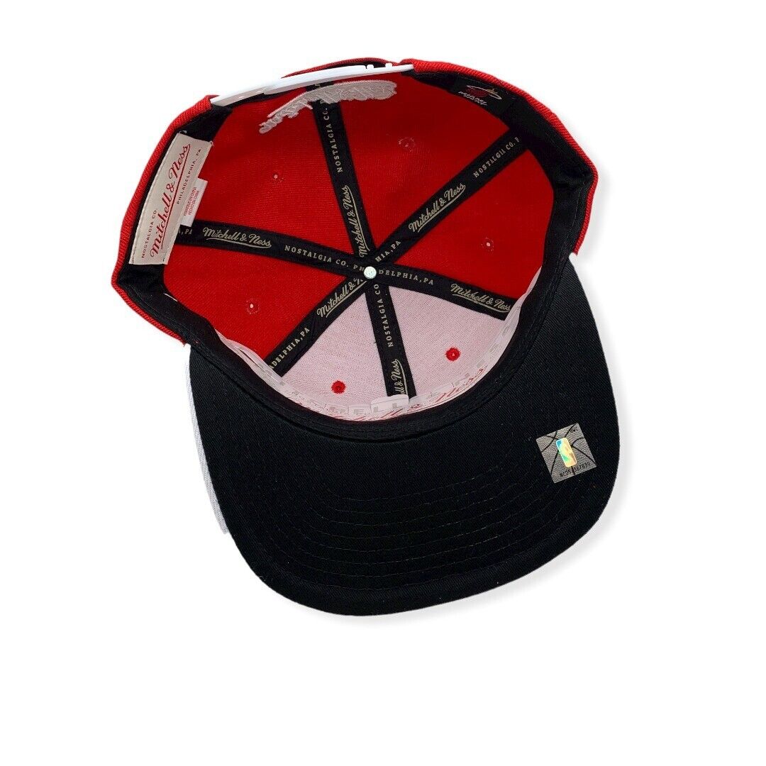 Miami Heat NBA 2 Tone Cardinal Red/White Mitchell & Ness Snapback Hat for Men product image 5, provided for visual reference