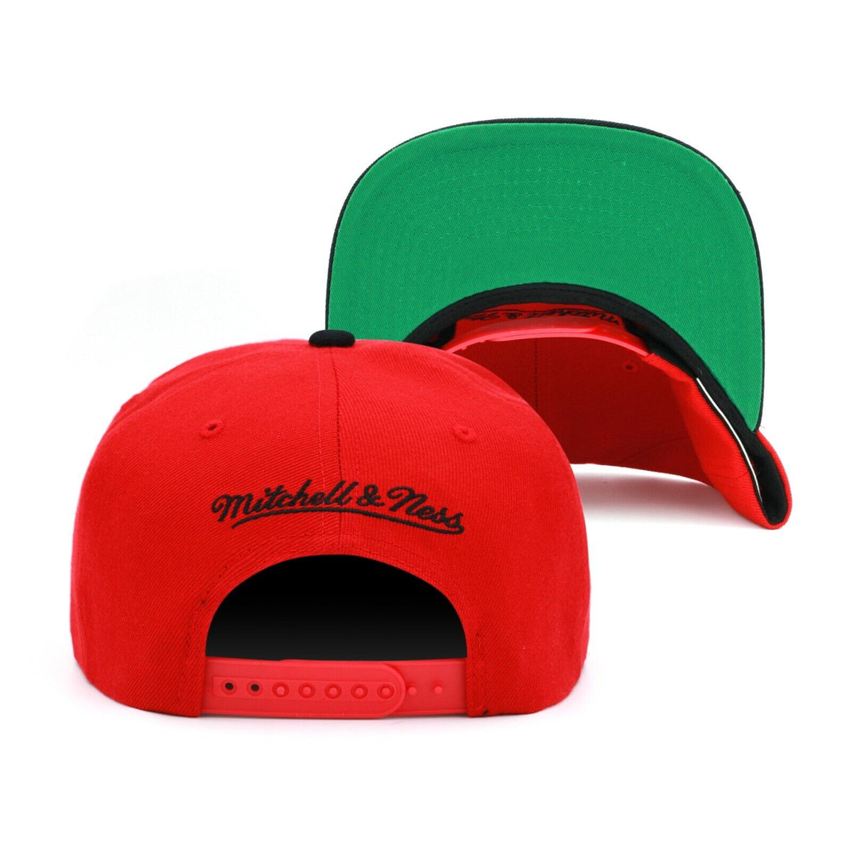 Miami Heat Mitchell & Ness 2-Tone 2.0 Snapback Hat-Red/Black for Men product image 4, provided for visual reference and