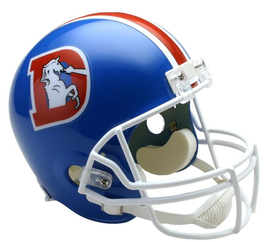 Riddell Denver Broncos 1975-96 Blue VSR4 Mini Helmet product image 1, provided for visual reference and product detail review