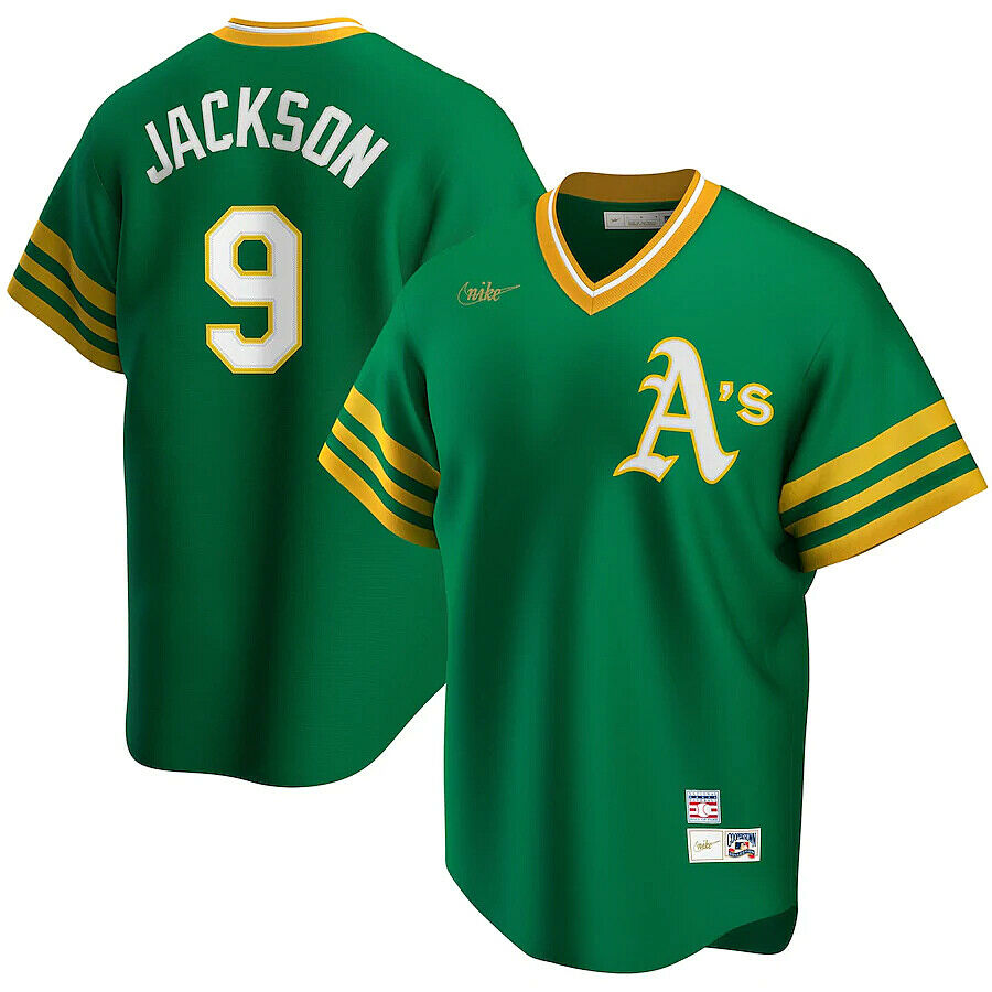 Reggie Jackson Oakland Athletics Nike Cooperstown Collection Player Jersey - Green product image 1, provided for visual