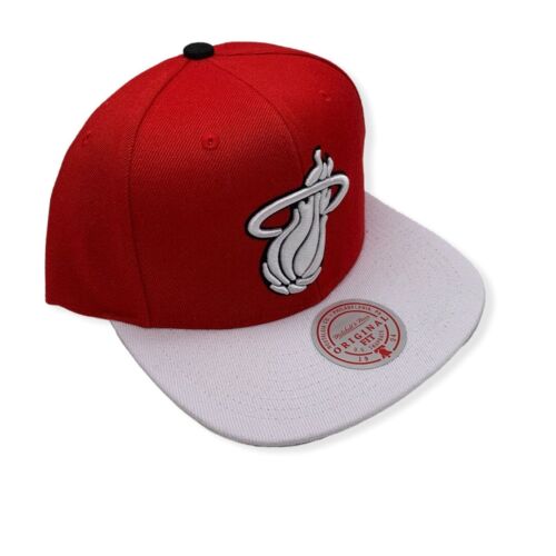 Miami Heat NBA 2 Tone Cardinal Red/White Mitchell & Ness Snapback Hat for Men product image 3, provided for visual reference