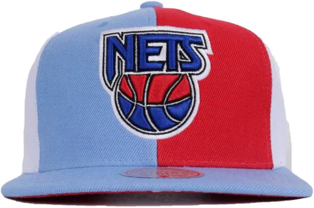 New Jersey Nets Mitchell & Ness NBA Pinwheel Snapback Hat for Men product image 1, provided for visual reference and product