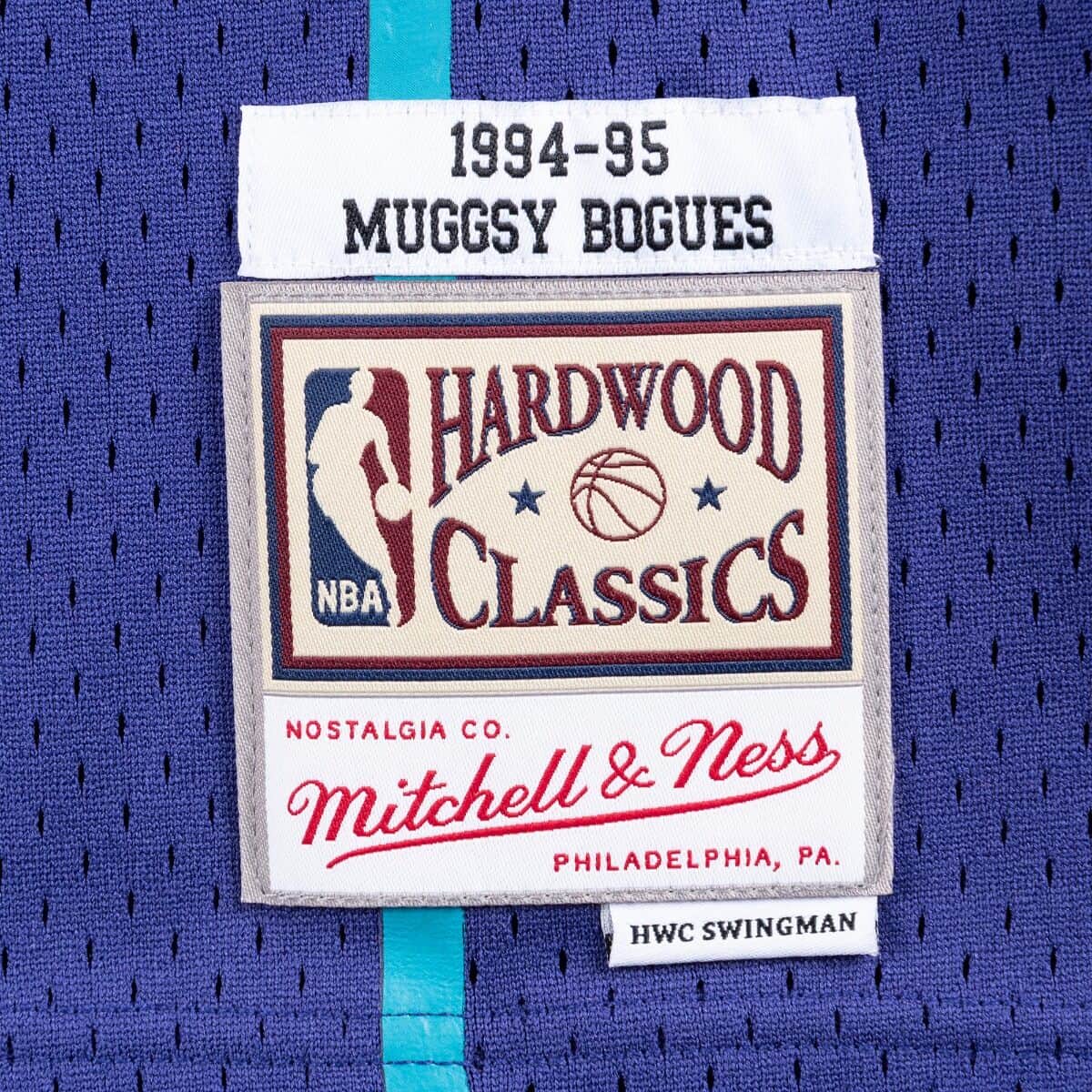 Men’s Muggsy Bogues Charlotte Hornets 1994-95 Purple Swingman Replica Jersey By Mitchell & Ness product image 4, provided