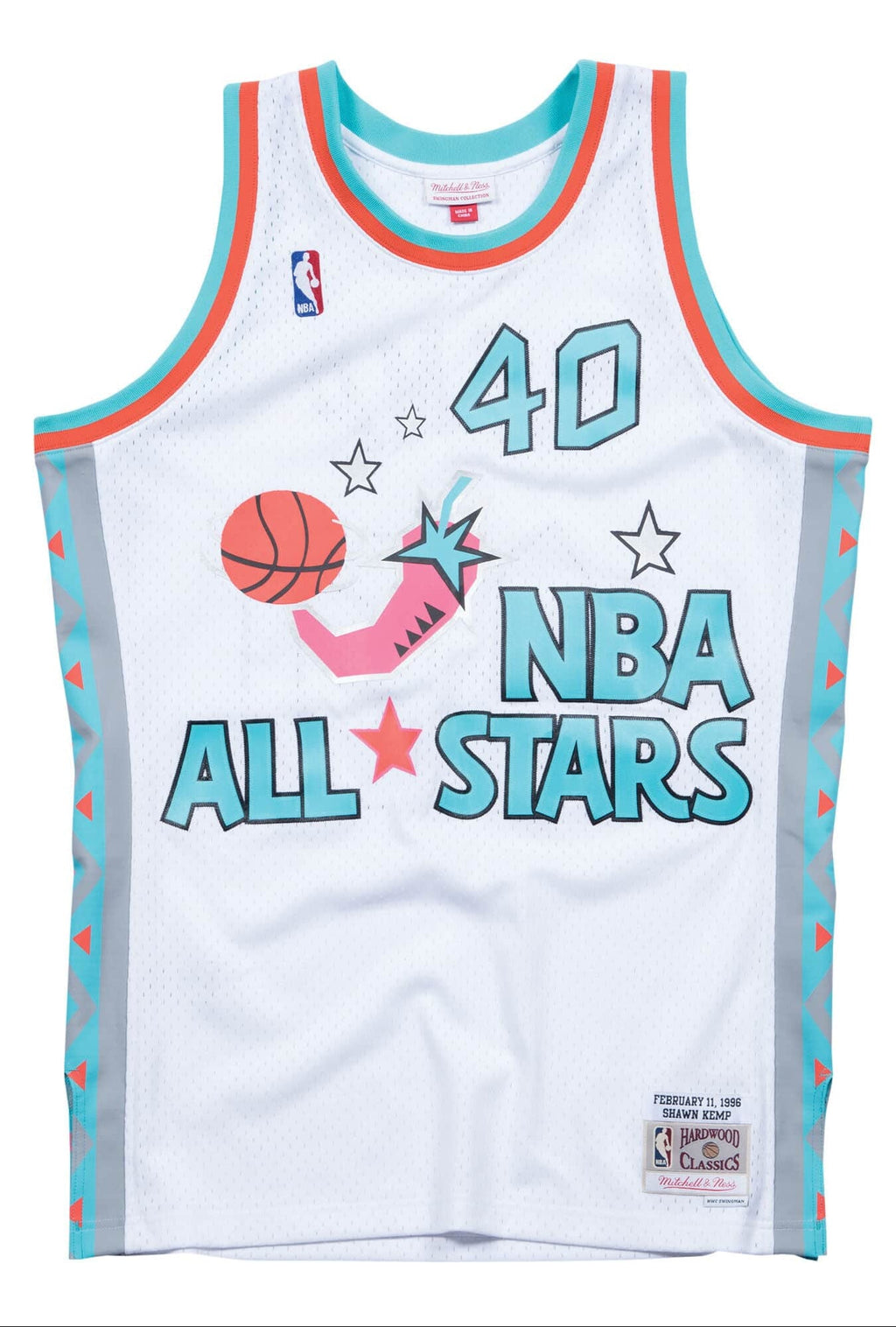 Shawn Kemp All-Star West Mitchell & Ness 1996 White NBA Swingman Hardwood Classics Jersey for Men product image 1, provided