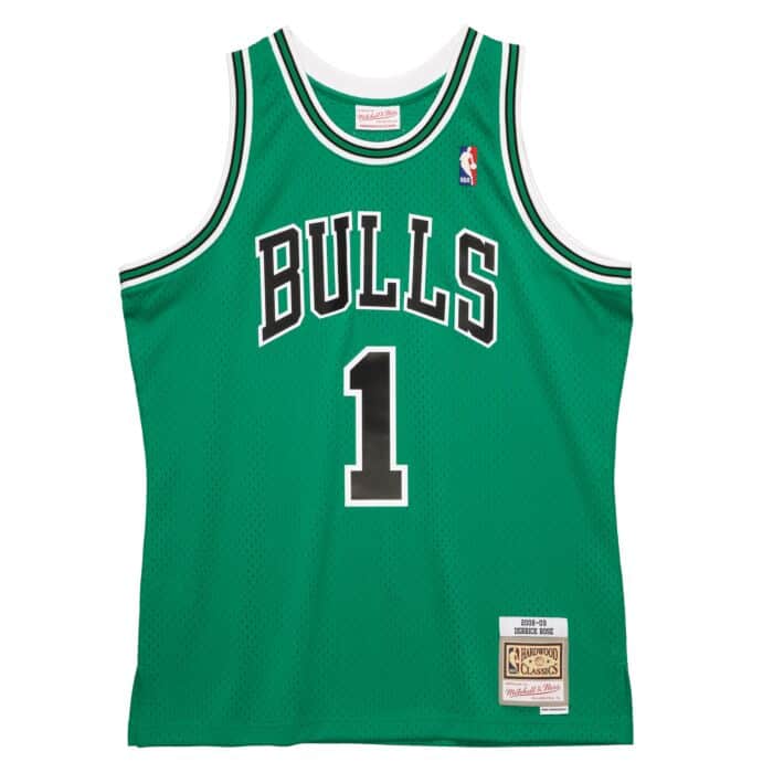 Chicago Bulls Derrick Rose Mitchell & Ness Kelly Green 2008-09 St. Patrick's Day Hardwood Classics Swingman Jersey for Men