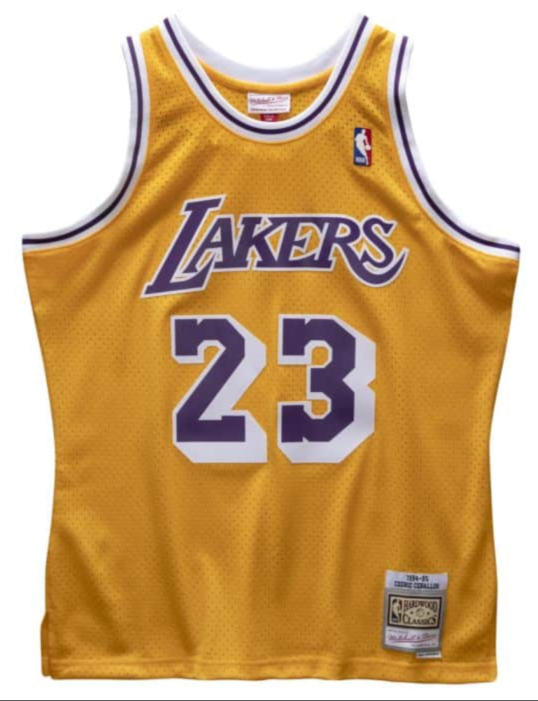 Los Angeles Lakers Cedric Ceballos Mitchell & Ness Gold 1994-95 Hardwood Classics Swingman Jersey for Men product image 1,