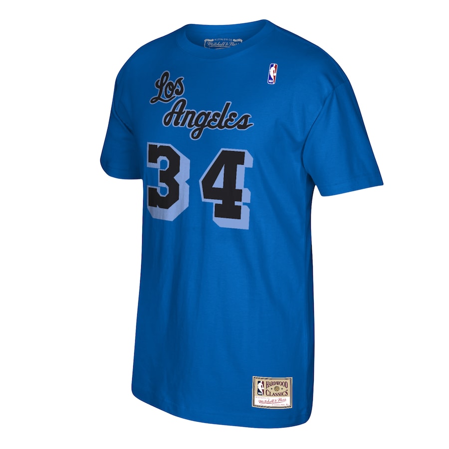Shaquille O'Neal Los Angeles Lakers Mitchell & Ness Reload 2.0 Name & Number T-Shirt - Blue for Men product image 2,