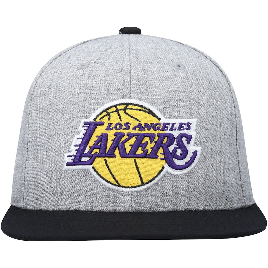 Los Angeles Lakers Mitchell & Ness Gray/Black Heathered Underpop Snapback Hat for Men product image 2, provided for visual