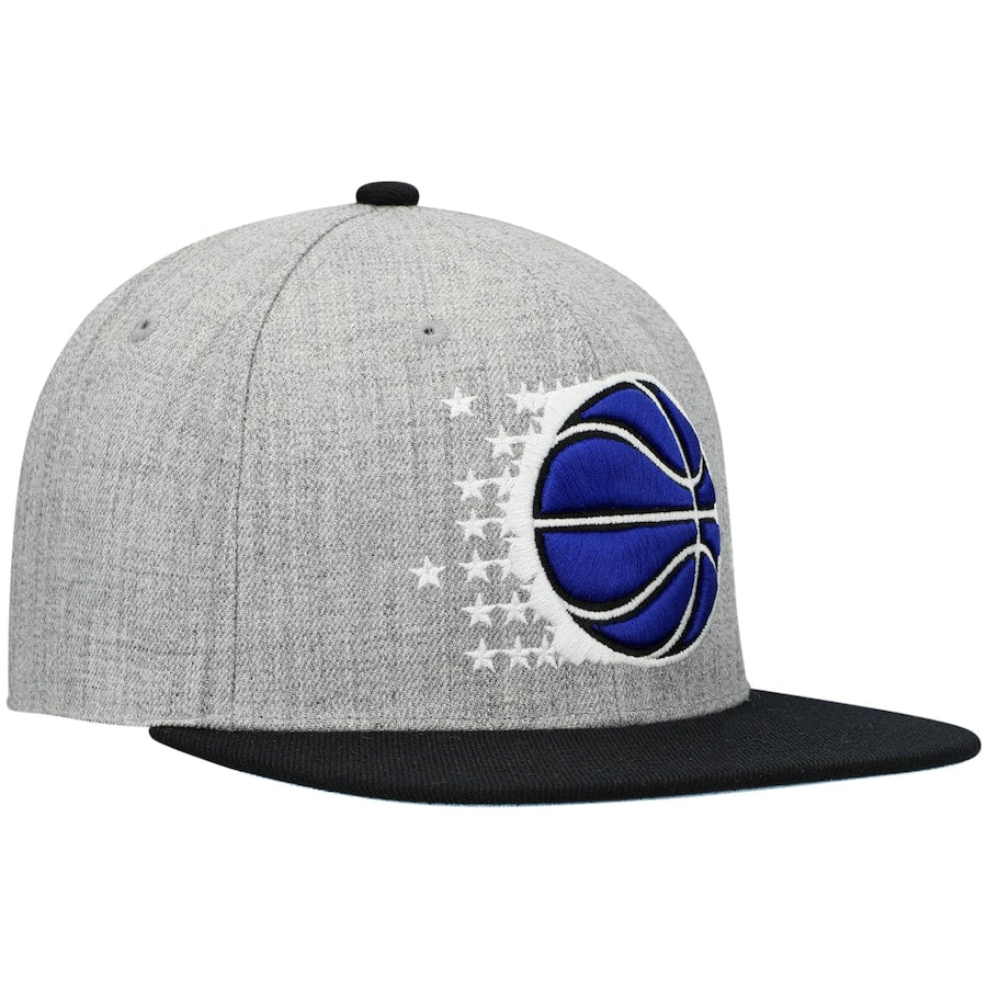 Orlando Magic Mitchell & Ness Gray/Blue Heathered Underpop Snapback Hat for Men product image 3, provided for visual