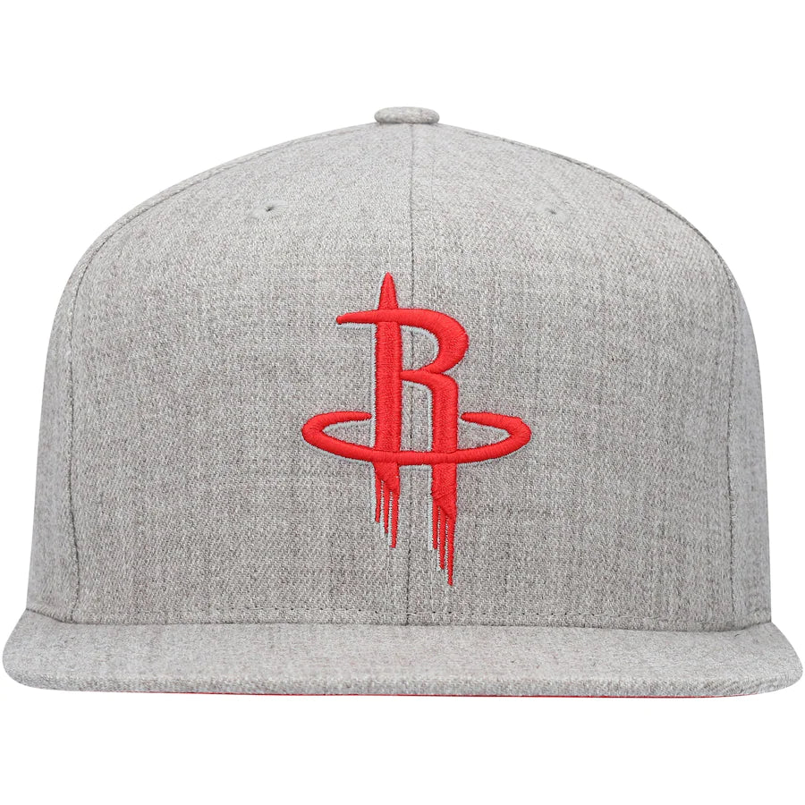 Houston Rockets Gray Heather 2.0 Mitchell & Ness Snapback Hat product image 2, provided for visual reference and product