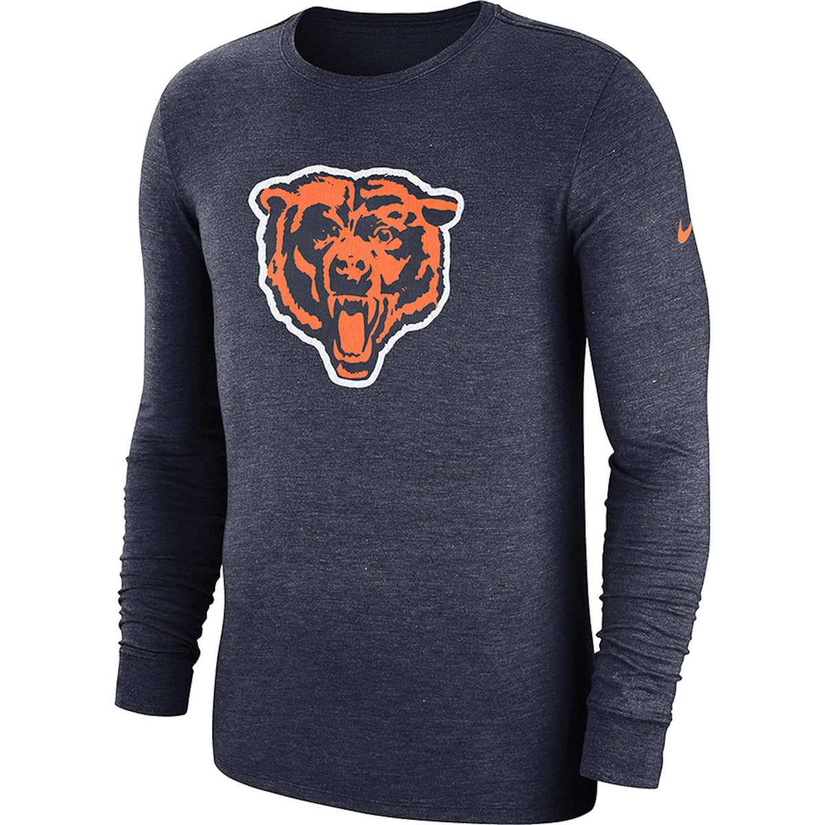 Chicago Bears Nike Navy Fan Gear Crackle Historic Tri-Blend Long Sleeve T-Shirt for Men product image 2, provided for visual