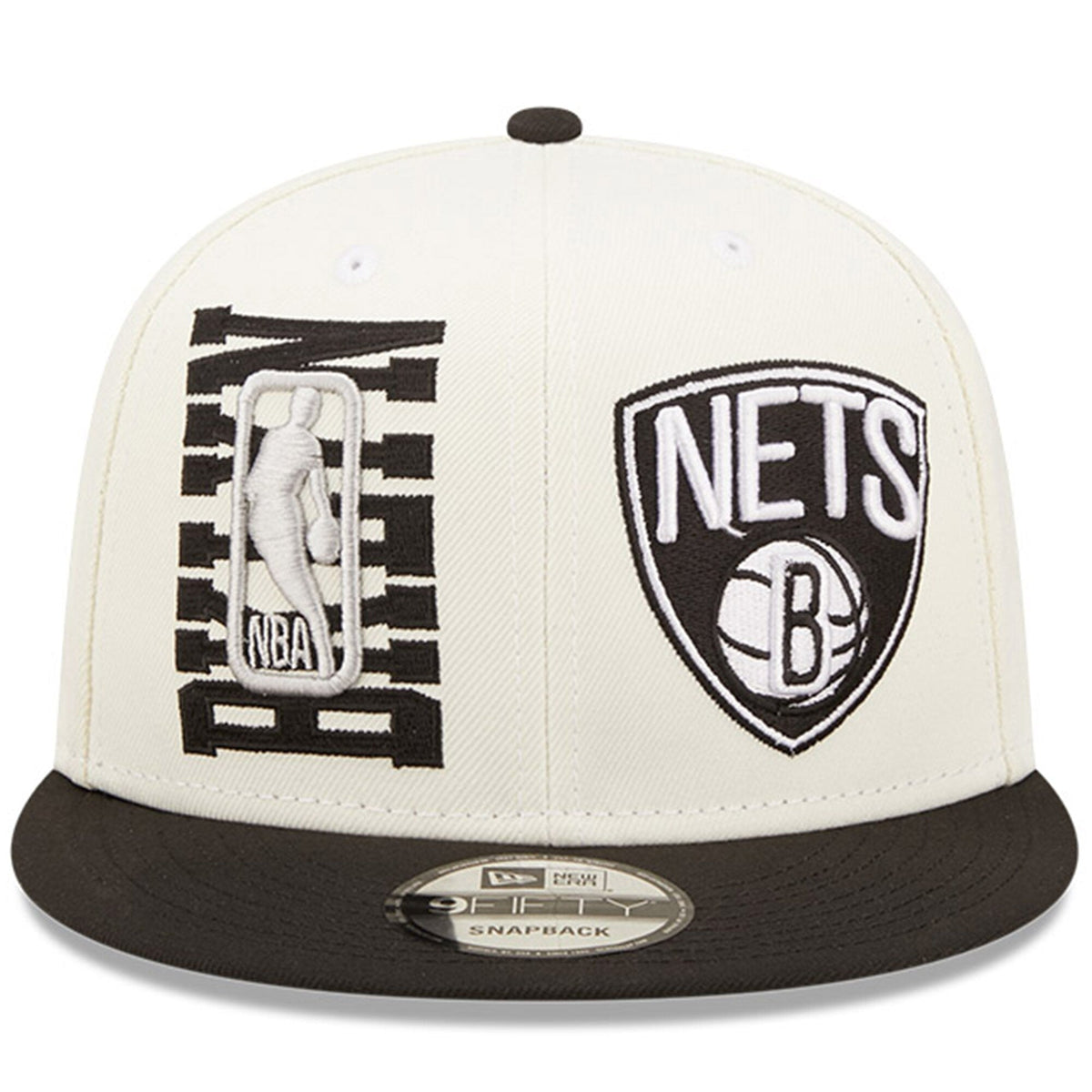 Brooklyn Nets New Era 2022 NBA Draft 9FIFTY Snapback Adjustable Hat - Cream/Black product image 2, provided for visual