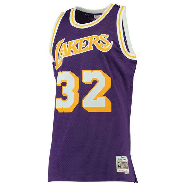 Los Angeles Lakers Magic Johnson Mitchell & Ness Purple 1984-85 Hardwood Classics Swingman Jersey for Men product image 2,