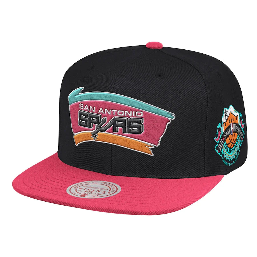 Mitchell & Ness Black/Pink San Antonio Spurs 1996 NBA All-Star Game Hardwood Classics Snapback Adjustable Hat for Men