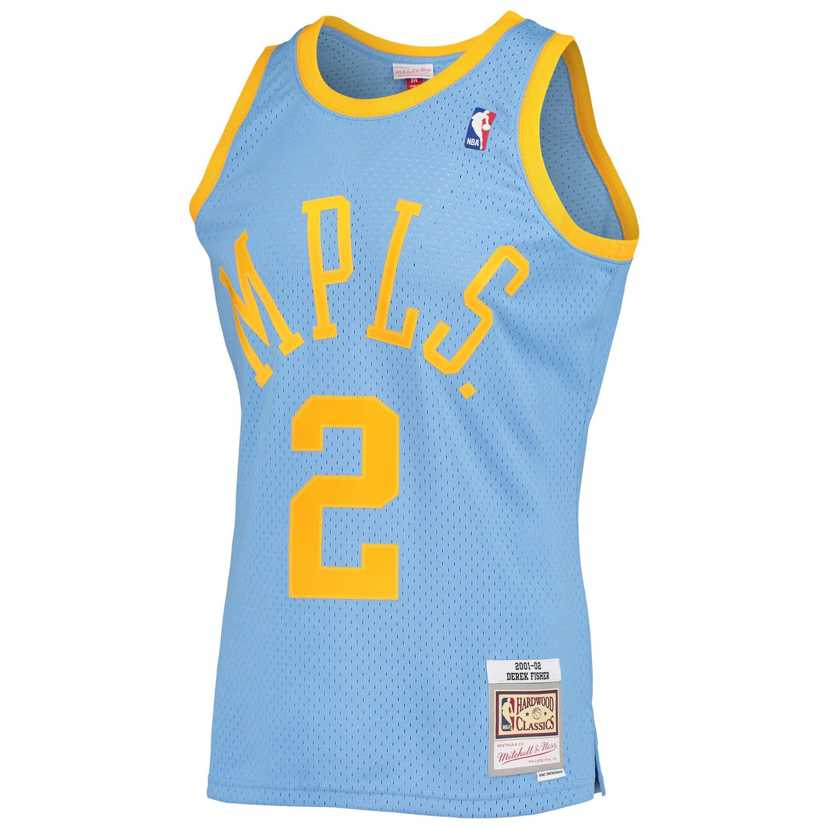 Los Angeles Lakers Derek Fisher Mitchell & Ness Powder Blue 2001-02 Hardwood Classics Swingman Jersey for Men product image