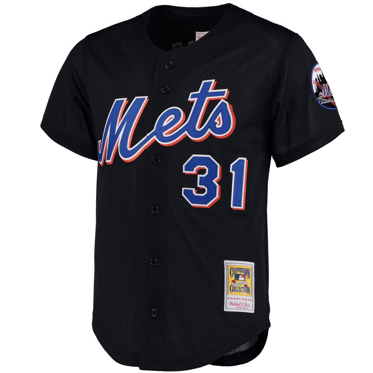 New York Mets Mike Piazza Mitchell & Ness Black Cooperstown Collection Mesh Batting Practice Jersey for Men product image 2,