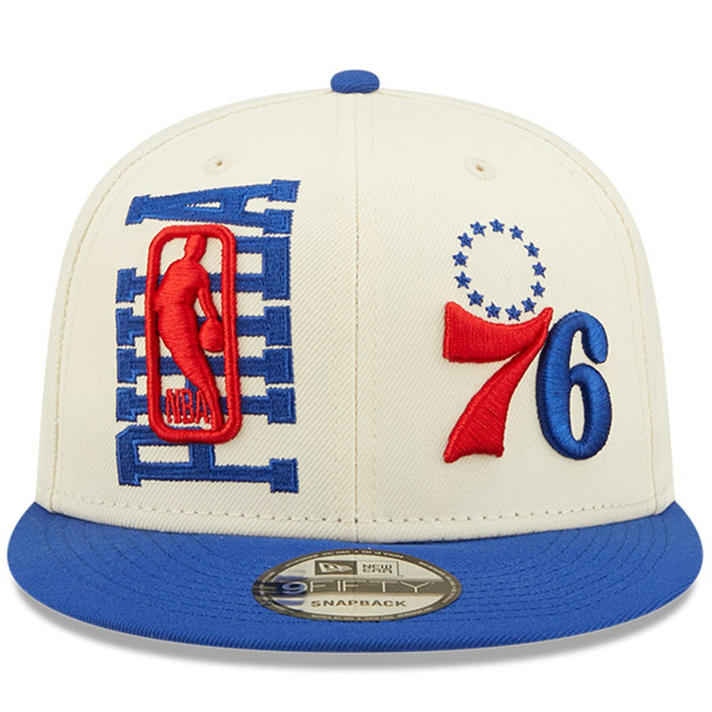 Philadelphia 76ers New Era 2022 NBA Draft 9FIFTY Snapback Adjustable Hat - Cream/Blue product image 2, provided for visual