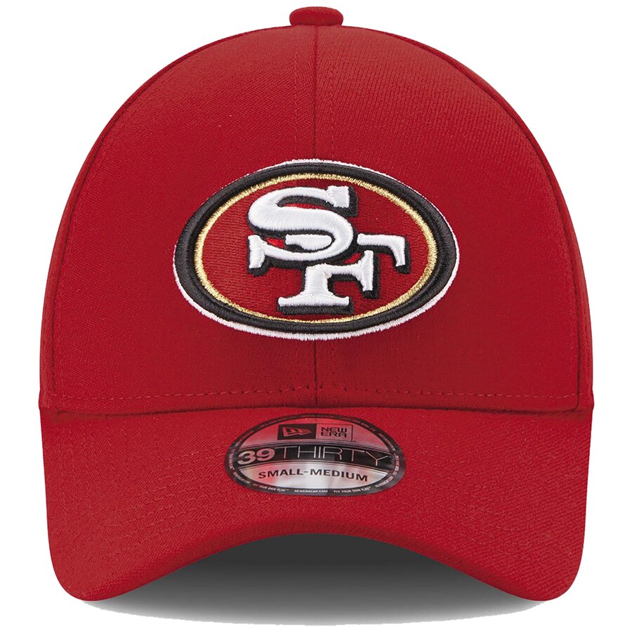 Mens San Francisco 49ers New Era Scarlet 39THIRTY Team Classic Flex Hat product image 2, provided for visual reference and