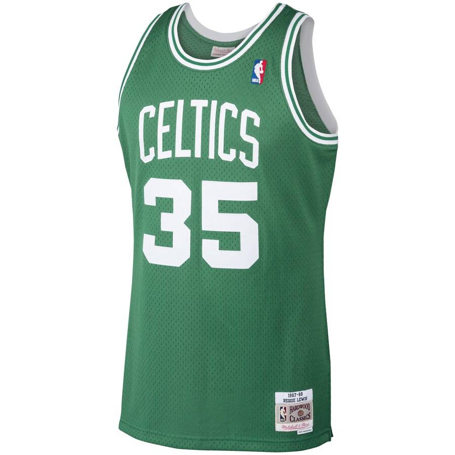 Boston Celtics Reggie Lewis Mitchell & Ness Kelly Green 1987-88 Hardwood Classics Swingman Jersey for Men product image 3,
