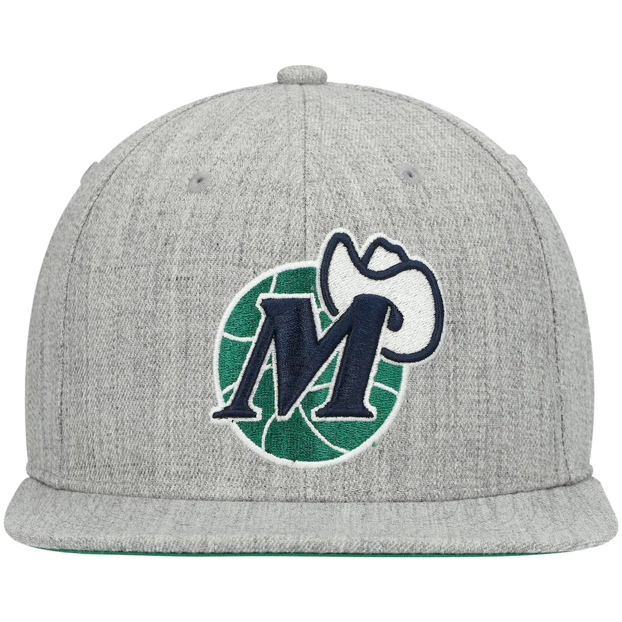 Dallas Mavericks HWC Gray Heathered 2.0 Mitchell & Ness Snapback Hat product image 2, provided for visual reference and