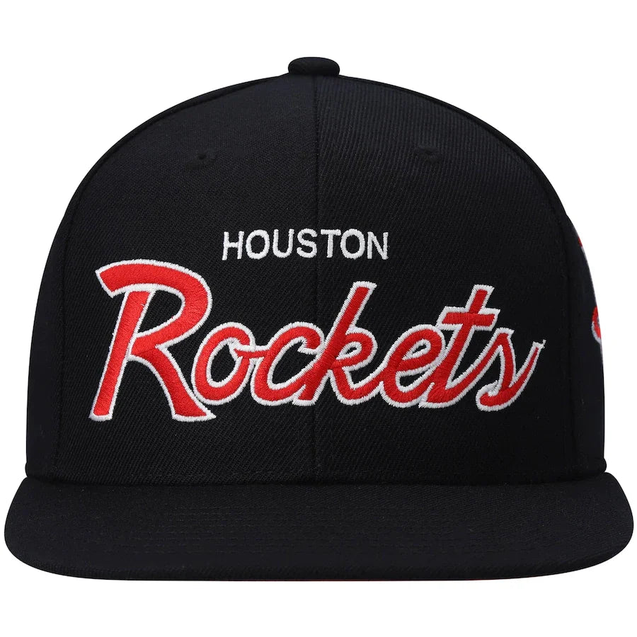 Houston Rockets Team Script 2.0 Mitchell & Ness Snapback Hat product image 2, provided for visual reference and product