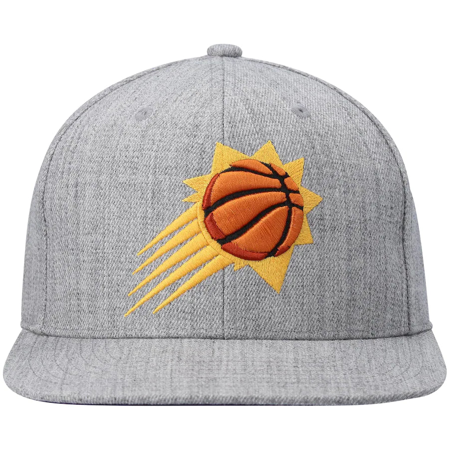 Phoenix Suns Gray Heather 2.0 Mitchell & Ness Snapback Hat product image 2, provided for visual reference and product detail