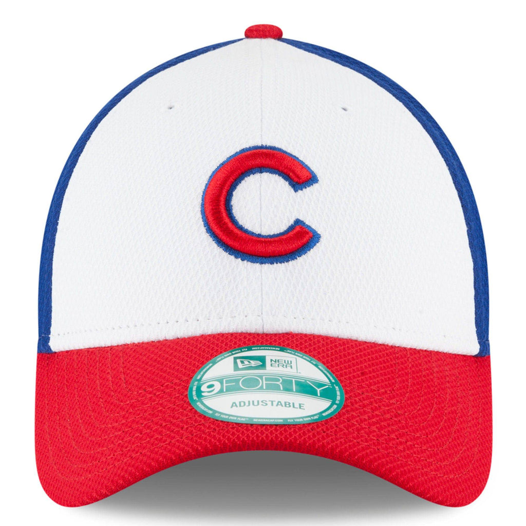 Chicago Cubs New Era White/Red Perforated Block 9FORTY Adjustable Hat for Men product image 2, provided for visual reference