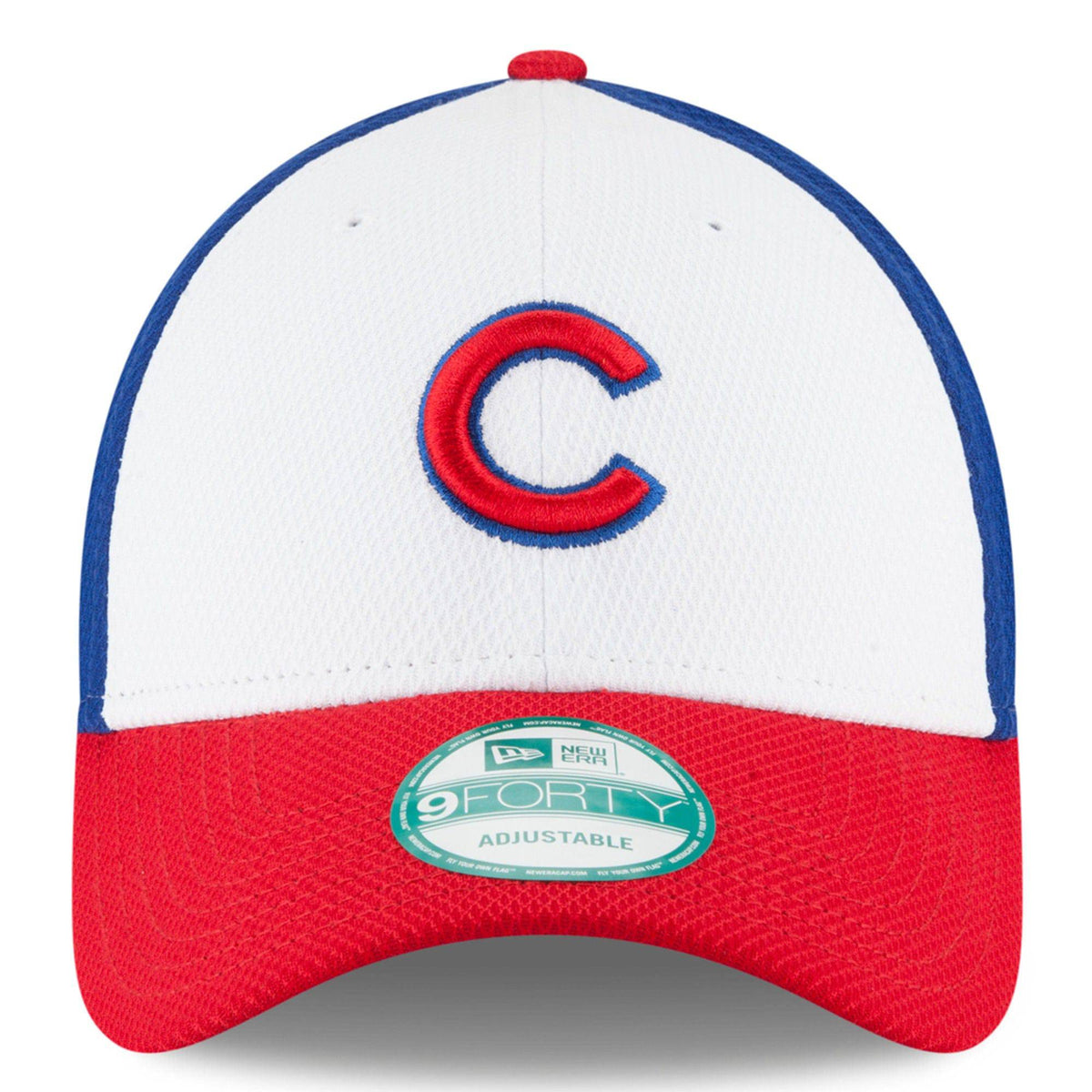 Chicago Cubs New Era White/Red Perforated Block 9FORTY Adjustable Hat for Men product image 2, provided for visual reference
