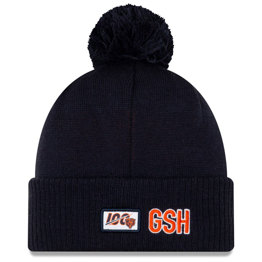 New Era Navy Chicago Bears 2019 NFL Sideline Road "B" Official Sport Knit Hat for Men product image 2, provided for visual