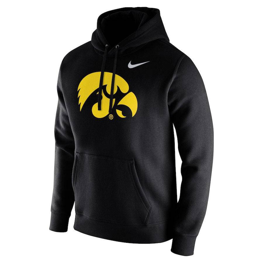 Iowa Hawkeyes Nike Club Fleece Pullover Hoodie – Black product image 2, provided for visual reference and product detail