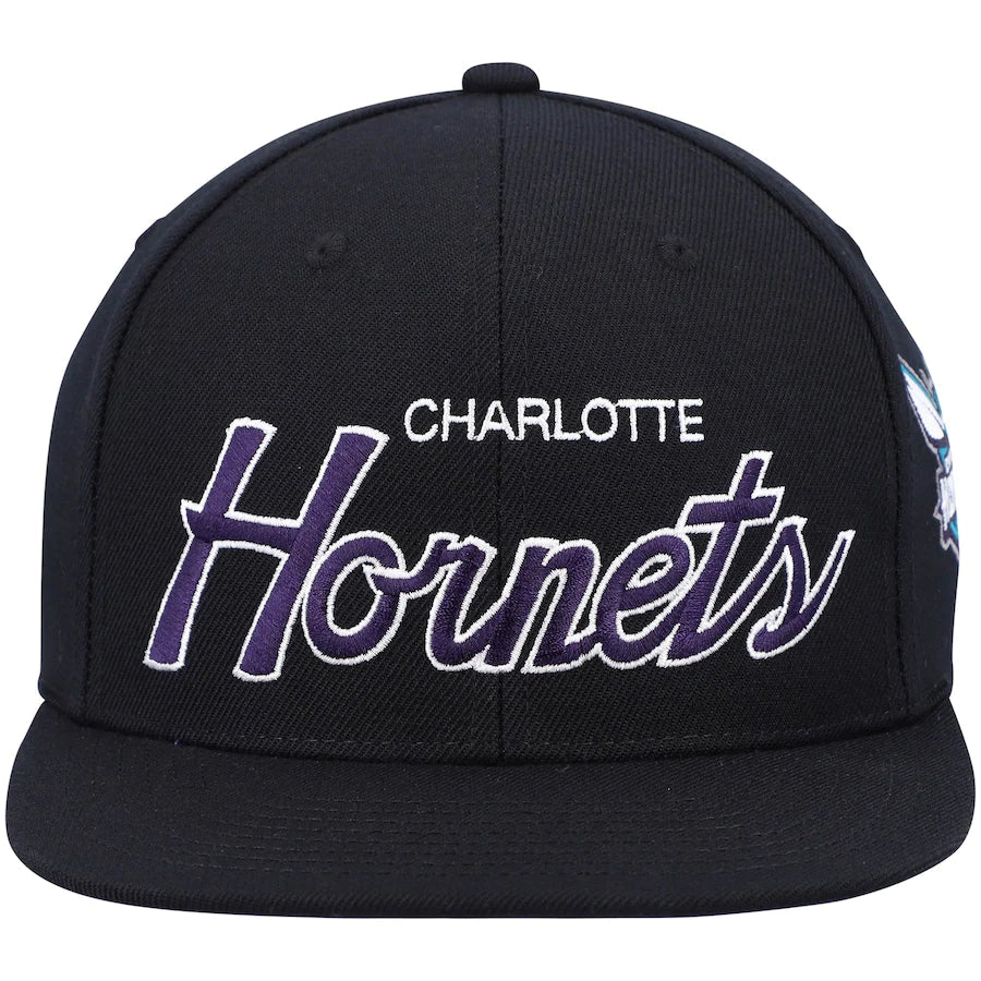 Charlotte Hornets Team Script 2.0 Mitchell & Ness Snapback Hat product image 2, provided for visual reference and product