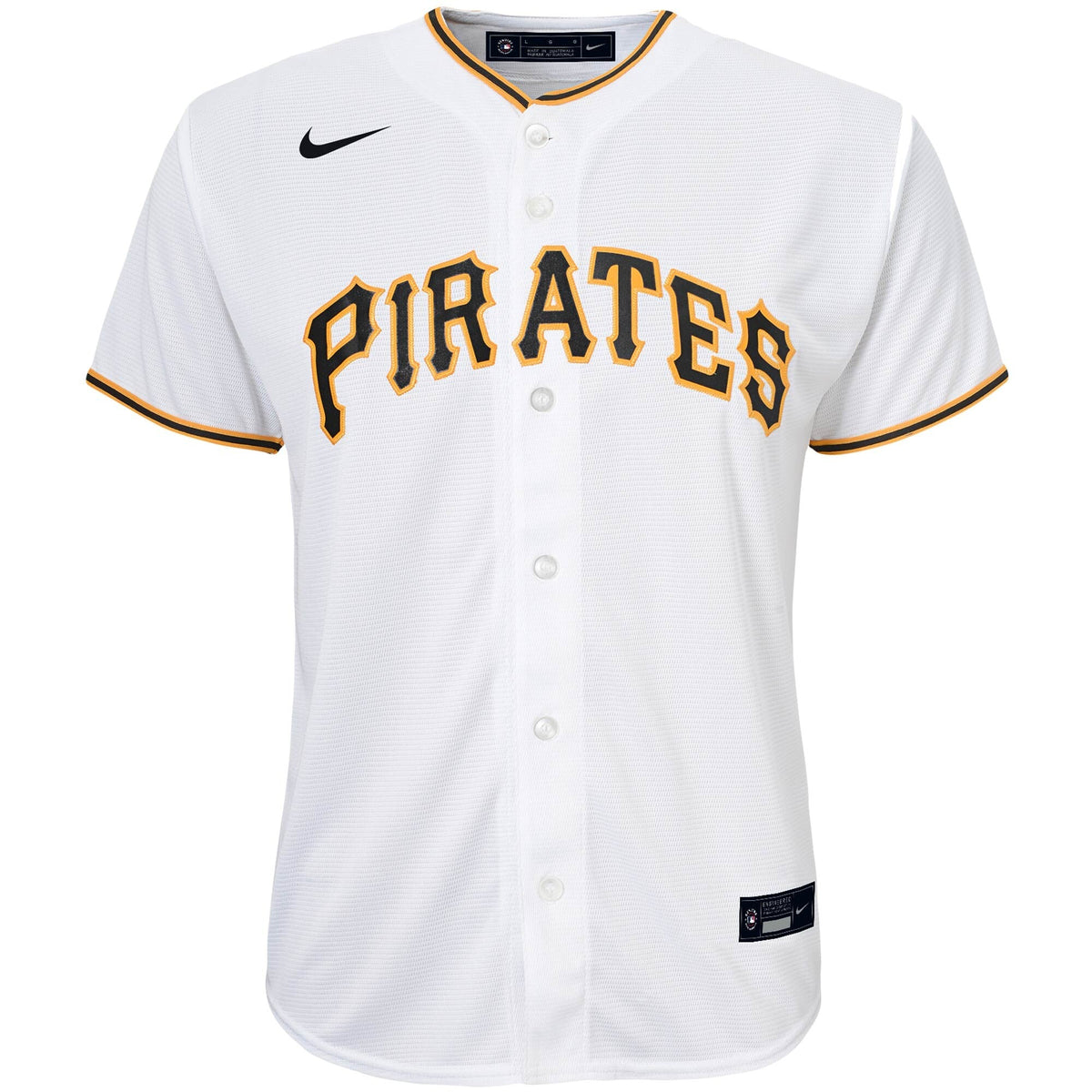 Pittsburgh Pirates Nike Youth Home Replica Team Jersey - White product image 2, provided for visual reference and product
