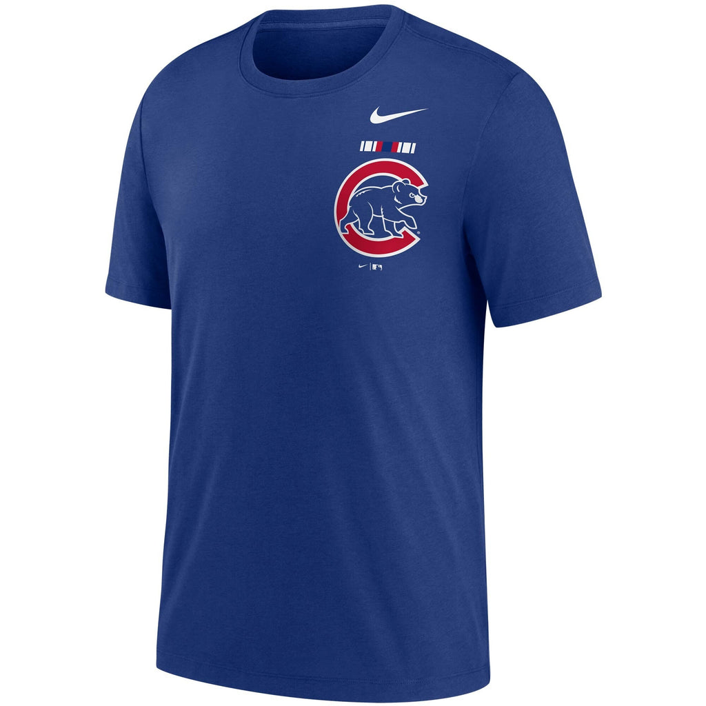 Chicago Cubs Nike Royal Color Bar Tri-Blend T-Shirt for Men product image 2, provided for visual reference and product