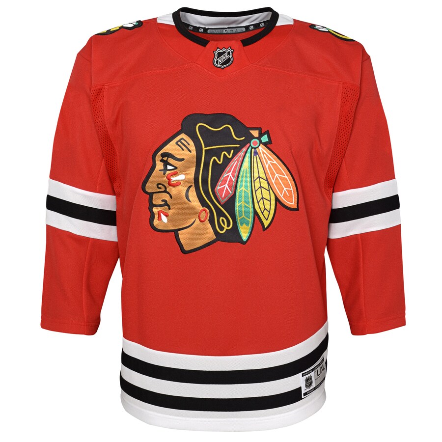NHL Youth Chicago Blackhawks Custom Personalized Premier Red Home Jersey product image 2, provided for visual reference and
