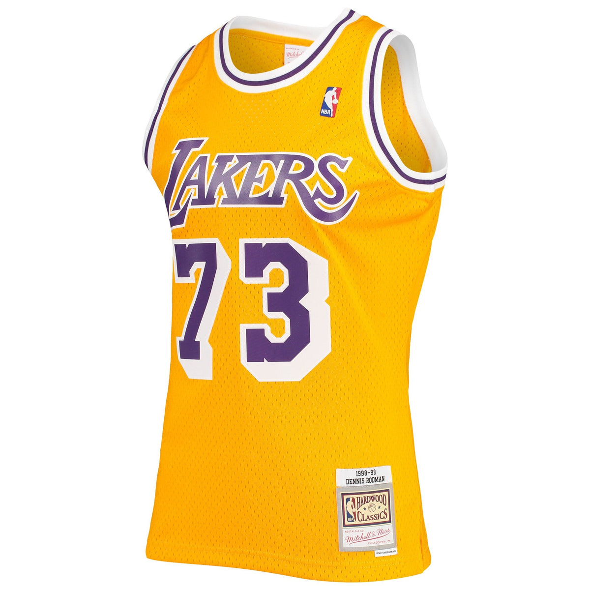 Los Angeles Lakers Dennis Rodman Mitchell & Ness 1998-99 Hardwood Classics Gold Swingman Jersey for Men product image 2,
