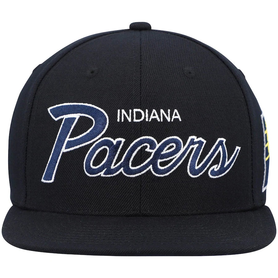 Indiana Pacers Team Script 2.0 Mitchell & Ness Snapback Hat product image 2, provided for visual reference and product